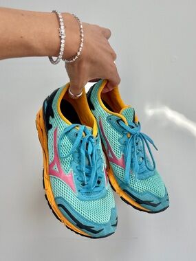 NEW Mizuno Wave Women's sneakers neon colorful blue orange teal running sneaker